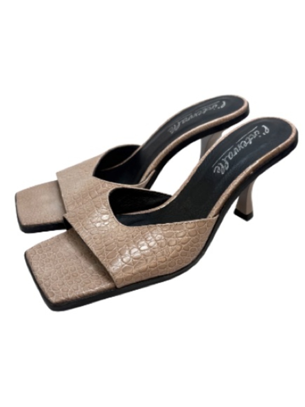 L’Intervalle Nude Croc-Embossed Slide Sandals | 40